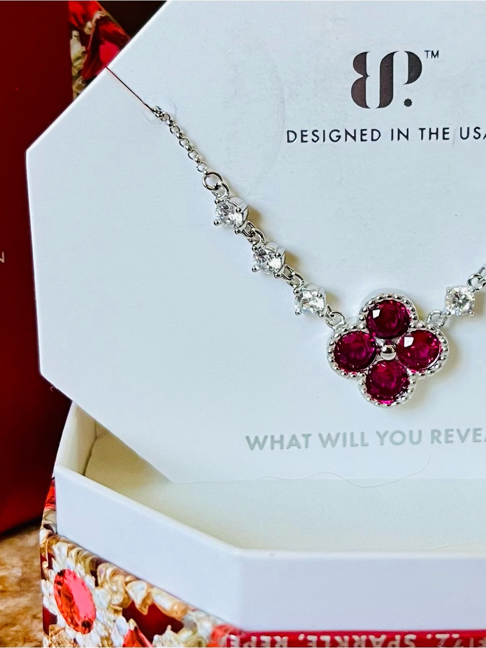 Bomb Party Retro RBP7742 THE Carmella Necklace Ruby on Sterling Silver HTF